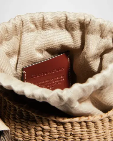 Chloé Woody Small Mifuko Basket Bag in Fair Trade Paper Embellished with Linen | Thumbnail 3 Chloé Woody Small Mifuko Basket Bag in Fair Trade Paper Embellished with Linen | Thumbnail 3