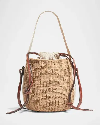 Chloé Woody Small Mifuko Basket Bag in Fair Trade Paper Embellished with Linen | Thumbnail 4 Chloé Woody Small Mifuko Basket Bag in Fair Trade Paper Embellished with Linen | Thumbnail 4