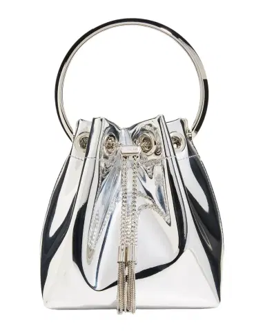 Jimmy Choo Bon Bon Mirror Fabric with Metal Handle | Thumbnail 1 Jimmy Choo Bon Bon Mirror Fabric with Metal Handle | Thumbnail 1