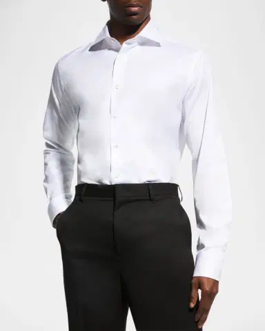 Canali Men's Solid Twill Dress Shirt | Thumbnail 2 Canali Men's Solid Twill Dress Shirt | Thumbnail 2