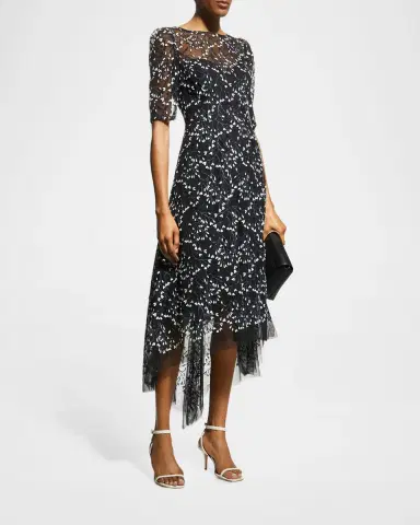 Rickie Freeman for Teri Jon 3D Lace High-Low Cocktail Dress | Thumbnail 2 Rickie Freeman for Teri Jon 3D Lace High-Low Cocktail Dress | Thumbnail 2