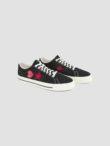 Comme des Garçons PLAY Men's One Star Low-Top Sneakers - Black - Size 5 | Thumbnail 2 Comme des Garçons PLAY Men's One Star Low-Top Sneakers - Black - Size 5 | Thumbnail 2