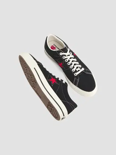 Comme des Garçons PLAY Men's One Star Low-Top Sneakers - Black - Size 5 | Thumbnail 4 Comme des Garçons PLAY Men's One Star Low-Top Sneakers - Black - Size 5 | Thumbnail 4