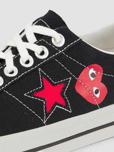 Comme des Garçons PLAY Men's One Star Low-Top Sneakers - Black - Size 5 | Thumbnail 5 Comme des Garçons PLAY Men's One Star Low-Top Sneakers - Black - Size 5 | Thumbnail 5
