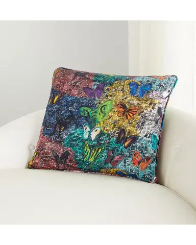 Hunt Slonem Butterfly & Guardian Cotton Pillow, 22" | Thumbnail 2 Hunt Slonem Butterfly & Guardian Cotton Pillow, 22" | Thumbnail 2