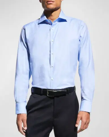 Canali Men's Wrinkle-Resistant Solid Dress Shirt | Thumbnail 2 Canali Men's Wrinkle-Resistant Solid Dress Shirt | Thumbnail 2