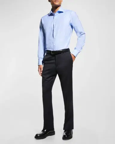 Canali Men's Wrinkle-Resistant Solid Dress Shirt | Thumbnail 3 Canali Men's Wrinkle-Resistant Solid Dress Shirt | Thumbnail 3