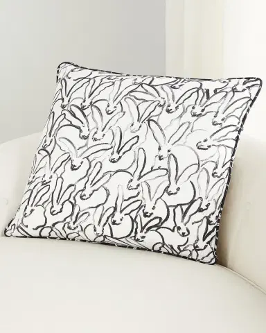 Hunt Slonem Rabbit Run Cotton Pillow, 22" | Thumbnail 2 Hunt Slonem Rabbit Run Cotton Pillow, 22" | Thumbnail 2