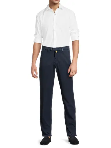 Sartorio Napoli Men's Flat-Front Chino Pants - Navy | Thumbnail 2 Sartorio Napoli Men's Flat-Front Chino Pants - Navy | Thumbnail 2