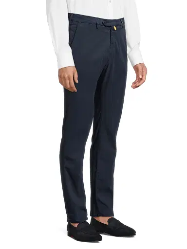 Sartorio Napoli Men's Flat-Front Chino Pants - Navy | Thumbnail 4 Sartorio Napoli Men's Flat-Front Chino Pants - Navy | Thumbnail 4