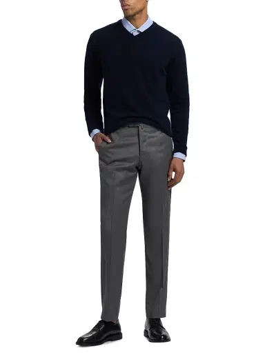 Saks Fifth Avenue Men's COLLECTION Basic Wool Dress Trousers - Medium Grey | Thumbnail 2 Saks Fifth Avenue Men's COLLECTION Basic Wool Dress Trousers - Medium Grey | Thumbnail 2