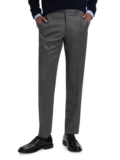 Saks Fifth Avenue Men's COLLECTION Basic Wool Dress Trousers - Medium Grey | Thumbnail 3 Saks Fifth Avenue Men's COLLECTION Basic Wool Dress Trousers - Medium Grey | Thumbnail 3