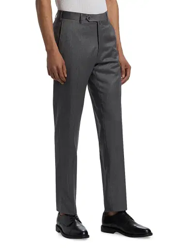 Saks Fifth Avenue Men's COLLECTION Basic Wool Dress Trousers - Medium Grey | Thumbnail 4 Saks Fifth Avenue Men's COLLECTION Basic Wool Dress Trousers - Medium Grey | Thumbnail 4