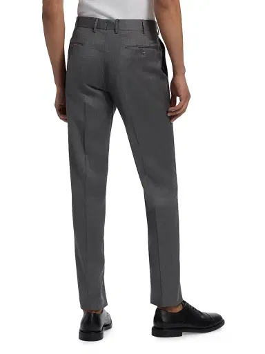 Saks Fifth Avenue Men's COLLECTION Basic Wool Dress Trousers - Medium Grey | Thumbnail 5 Saks Fifth Avenue Men's COLLECTION Basic Wool Dress Trousers - Medium Grey | Thumbnail 5
