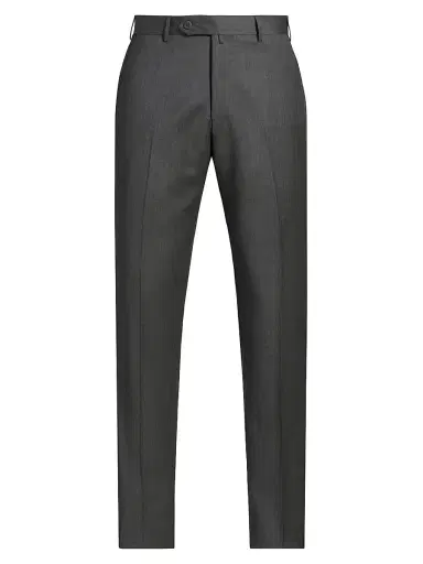 Saks Fifth Avenue Men's COLLECTION Basic Wool Dress Trousers - Medium Grey | Thumbnail 1 Saks Fifth Avenue Men's COLLECTION Basic Wool Dress Trousers - Medium Grey | Thumbnail 1