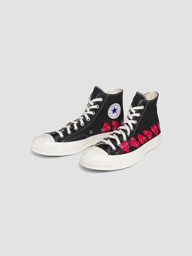 Comme des Garçons PLAY CdG PLAY x Converse Men's Chuck Taylor All Star Multi-Heart High-Top Sneakers - Black - Size 12 | Thumbnail 2 Comme des Garçons PLAY CdG PLAY x Converse Men's Chuck Taylor All Star Multi-Heart High-Top Sneakers - Black - Size 12 | Thumbnail 2