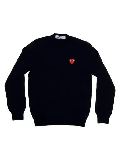 Comme des Garçons PLAY Women's Double Heart Play V-Neck Sweater - Black - Size XS | Thumbnail 1 Comme des Garçons PLAY Women's Double Heart Play V-Neck Sweater - Black - Size XS | Thumbnail 1