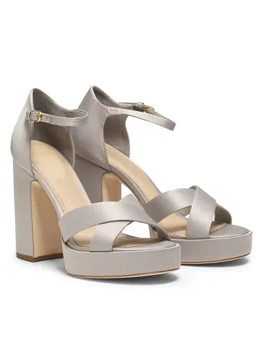 22élevé Women's 115MM Satin Platform Sandals - Cinza Claro | Thumbnail 2 22élevé Women's 115MM Satin Platform Sandals - Cinza Claro | Thumbnail 2