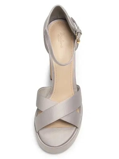 22élevé Women's 115MM Satin Platform Sandals - Cinza Claro | Thumbnail 4 22élevé Women's 115MM Satin Platform Sandals - Cinza Claro | Thumbnail 4