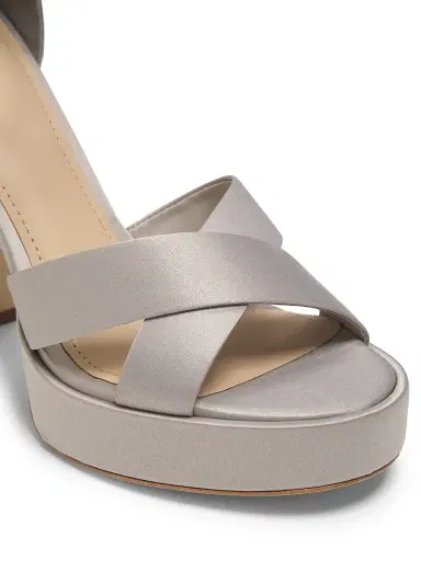22élevé Women's 115MM Satin Platform Sandals - Cinza Claro | Thumbnail 6 22élevé Women's 115MM Satin Platform Sandals - Cinza Claro | Thumbnail 6