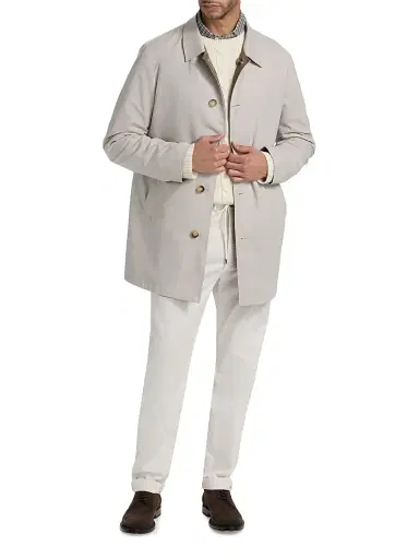 Saks Fifth Avenue Men's Reversible Peach Raincoat - Light Grey | Thumbnail 2 Saks Fifth Avenue Men's Reversible Peach Raincoat - Light Grey | Thumbnail 2