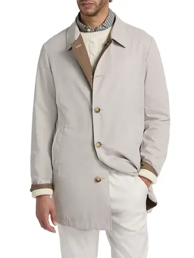 Saks Fifth Avenue Men's Reversible Peach Raincoat - Light Grey | Thumbnail 3 Saks Fifth Avenue Men's Reversible Peach Raincoat - Light Grey | Thumbnail 3