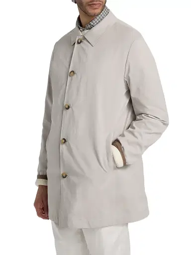 Saks Fifth Avenue Men's Reversible Peach Raincoat - Light Grey | Thumbnail 4 Saks Fifth Avenue Men's Reversible Peach Raincoat - Light Grey | Thumbnail 4