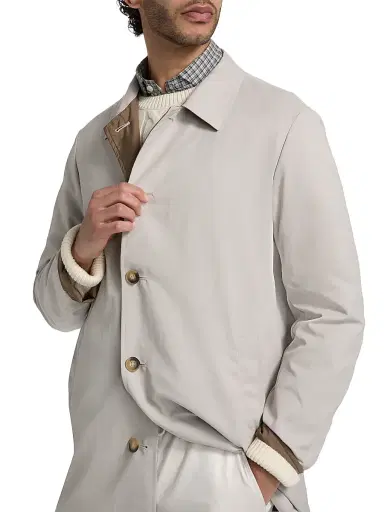 Saks Fifth Avenue Men's Reversible Peach Raincoat - Light Grey | Thumbnail 7 Saks Fifth Avenue Men's Reversible Peach Raincoat - Light Grey | Thumbnail 7
