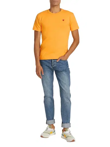 Comme des Garçons PLAY Men's Small Heart Crewneck T-Shirt - Yellow - Size Small | Thumbnail 2 Comme des Garçons PLAY Men's Small Heart Crewneck T-Shirt - Yellow - Size Small | Thumbnail 2