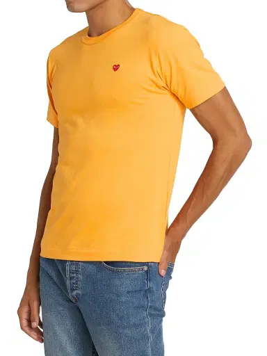 Comme des Garçons PLAY Men's Small Heart Crewneck T-Shirt - Yellow - Size Small | Thumbnail 3 Comme des Garçons PLAY Men's Small Heart Crewneck T-Shirt - Yellow - Size Small | Thumbnail 3