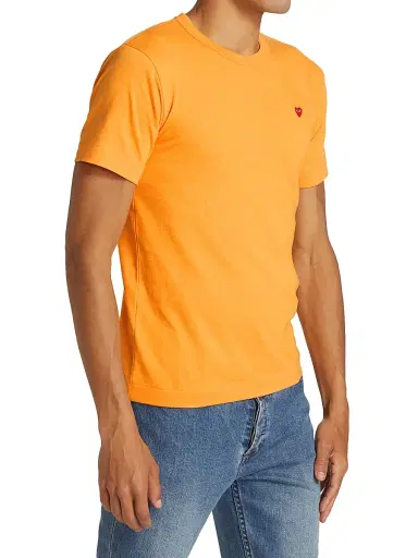 Comme des Garçons PLAY Men's Small Heart Crewneck T-Shirt - Yellow - Size Small | Thumbnail 4 Comme des Garçons PLAY Men's Small Heart Crewneck T-Shirt - Yellow - Size Small | Thumbnail 4
