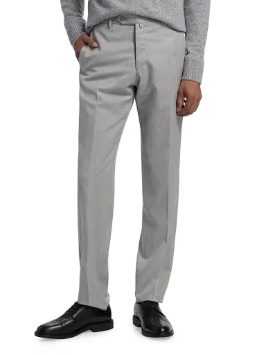 Saks Fifth Avenue Men's COLLECTION Basic Wool Dress Trousers - Light Grey | Thumbnail 3 Saks Fifth Avenue Men's COLLECTION Basic Wool Dress Trousers - Light Grey | Thumbnail 3