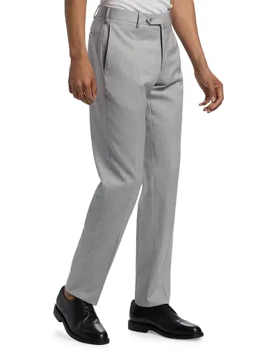 Saks Fifth Avenue Men's COLLECTION Basic Wool Dress Trousers - Light Grey | Thumbnail 4 Saks Fifth Avenue Men's COLLECTION Basic Wool Dress Trousers - Light Grey | Thumbnail 4