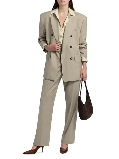 Ronny Kobo Women's 1988 Double-Breasted Wool-Blend Blazer - Crosshatch Taupe | Thumbnail 2 Ronny Kobo Women's 1988 Double-Breasted Wool-Blend Blazer - Crosshatch Taupe | Thumbnail 2