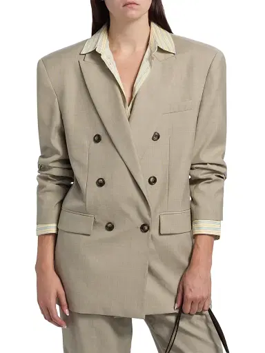 Ronny Kobo Women's 1988 Double-Breasted Wool-Blend Blazer - Crosshatch Taupe | Thumbnail 3 Ronny Kobo Women's 1988 Double-Breasted Wool-Blend Blazer - Crosshatch Taupe | Thumbnail 3