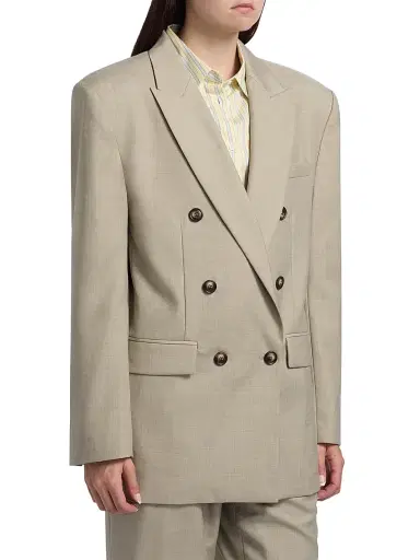 Ronny Kobo Women's 1988 Double-Breasted Wool-Blend Blazer - Crosshatch Taupe | Thumbnail 4 Ronny Kobo Women's 1988 Double-Breasted Wool-Blend Blazer - Crosshatch Taupe | Thumbnail 4