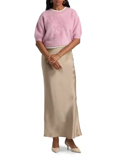 Lisa Yang Women's Juniper Cashmere Crop Sweater - Petal Brushed | Thumbnail 2 Lisa Yang Women's Juniper Cashmere Crop Sweater - Petal Brushed | Thumbnail 2