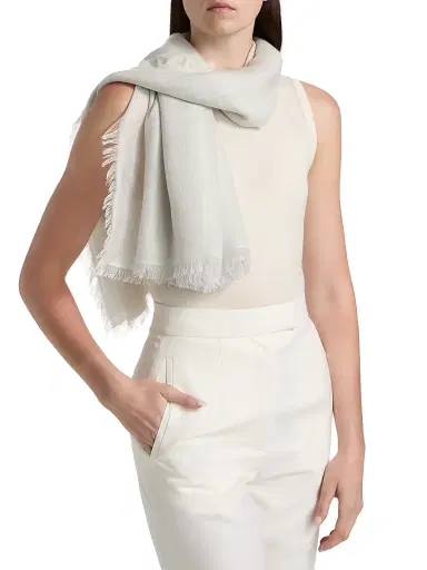 Faliero Sarti Women's Hally Cashmere-Silk Shawl - Silver Lurex | Thumbnail 2 Faliero Sarti Women's Hally Cashmere-Silk Shawl - Silver Lurex | Thumbnail 2