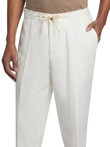 Saks Fifth Avenue Men's COLLECTION Délavé Linen Drawstring Pants - White | Thumbnail 6 Saks Fifth Avenue Men's COLLECTION Délavé Linen Drawstring Pants - White | Thumbnail 6