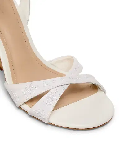 22élevé Women's 100MM Cork Wedge Sandals - White Cotton Eyelet Fabric - Size 12 | Thumbnail 6 22élevé Women's 100MM Cork Wedge Sandals - White Cotton Eyelet Fabric - Size 12 | Thumbnail 6