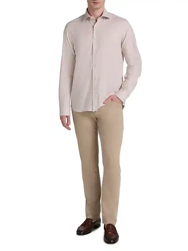 Saks Fifth Avenue Men's COLLECTION Melange Cotton Sport Shirt - Green - Size XXL | Thumbnail 2 Saks Fifth Avenue Men's COLLECTION Melange Cotton Sport Shirt - Green - Size XXL | Thumbnail 2