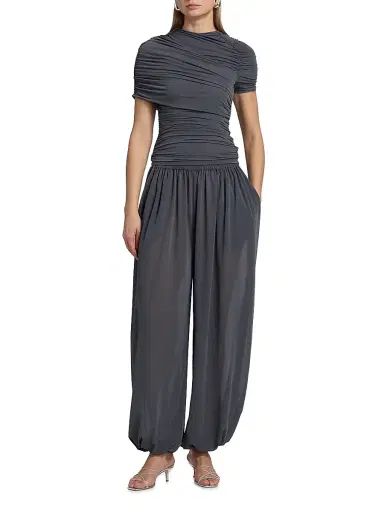 Ronny Kobo Women's Vega Ruched Jersey Top - Charcoal - Size Small | Thumbnail 2 Ronny Kobo Women's Vega Ruched Jersey Top - Charcoal - Size Small | Thumbnail 2