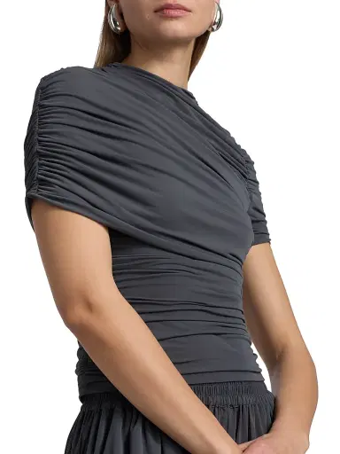 Ronny Kobo Women's Vega Ruched Jersey Top - Charcoal - Size Small | Thumbnail 6 Ronny Kobo Women's Vega Ruched Jersey Top - Charcoal - Size Small | Thumbnail 6