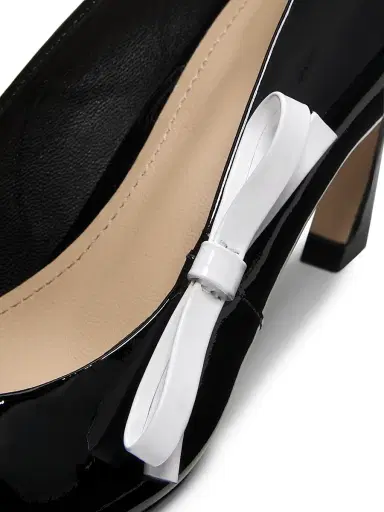 22élevé Women's 65MM Contrast Bow-Detail Patent Leather Pumps - Black White | Thumbnail 5 22élevé Women's 65MM Contrast Bow-Detail Patent Leather Pumps - Black White | Thumbnail 5