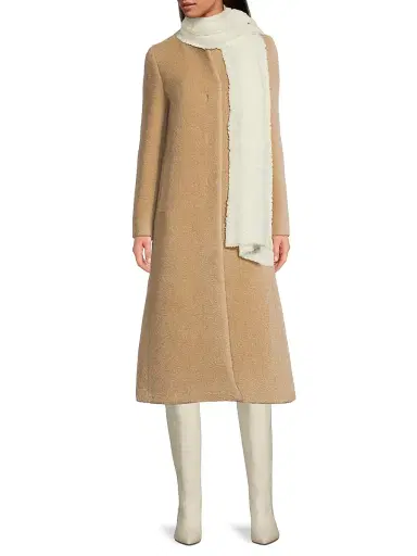 FALIERO SARTI Women's Manon Plaid Wool-Blend Scarf - Cream | Thumbnail 2 FALIERO SARTI Women's Manon Plaid Wool-Blend Scarf - Cream | Thumbnail 2