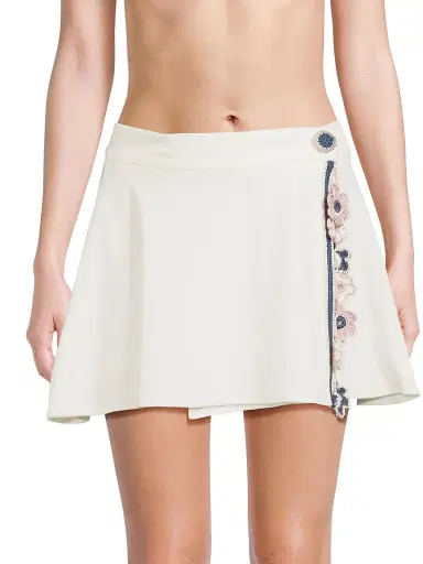 My Beachy Side Women's Peony Lace-Trim Terry Miniskirt - | Thumbnail 3 My Beachy Side Women's Peony Lace-Trim Terry Miniskirt - | Thumbnail 3