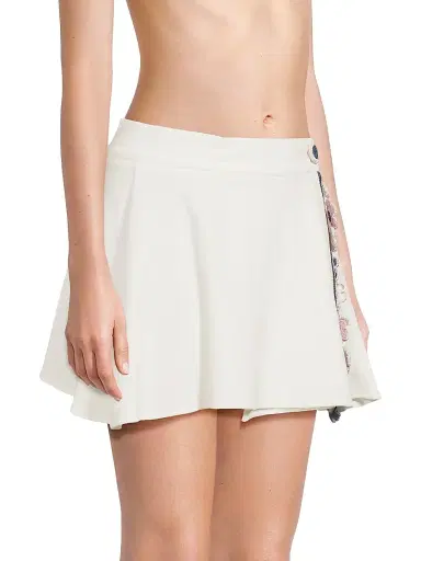My Beachy Side Women's Peony Lace-Trim Terry Miniskirt - | Thumbnail 4 My Beachy Side Women's Peony Lace-Trim Terry Miniskirt - | Thumbnail 4