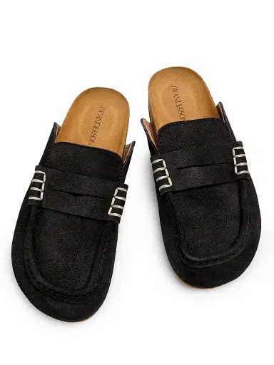 JW Anderson Women's Suede Penny Mules - Black | Thumbnail 4 JW Anderson Women's Suede Penny Mules - Black | Thumbnail 4