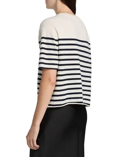 Lisa Yang Women's Cila Striped Cashmere Relaxed-Fit T-Shirt - Cream Navy | Thumbnail 4 Lisa Yang Women's Cila Striped Cashmere Relaxed-Fit T-Shirt - Cream Navy | Thumbnail 4