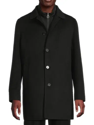 Paltò Men's Alfredo Wool Layered Car Coat - Black | Thumbnail 3 Paltò Men's Alfredo Wool Layered Car Coat - Black | Thumbnail 3
